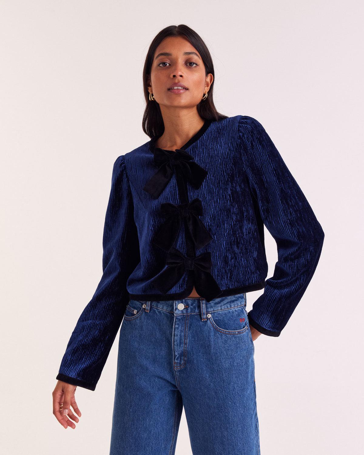 Susana royal blue velvet jacket by BALZAC PARIS