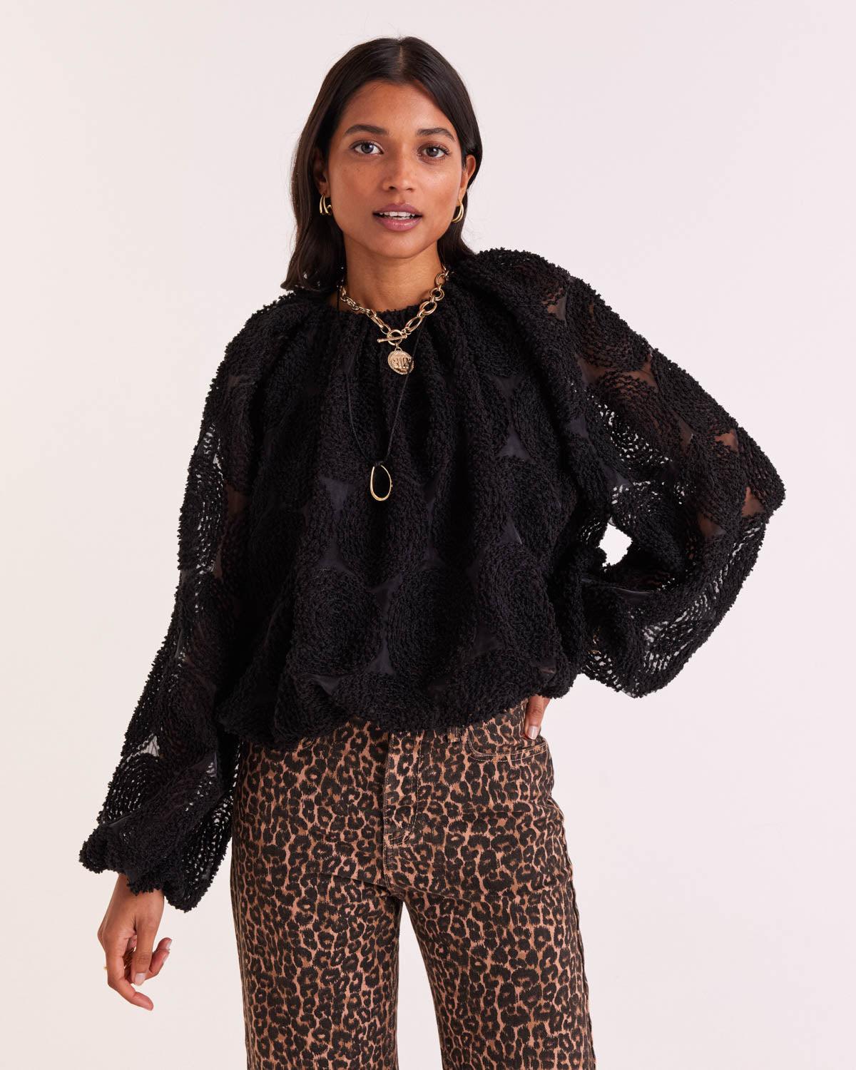 Textured Black Amber Blouse by BALZAC PARIS