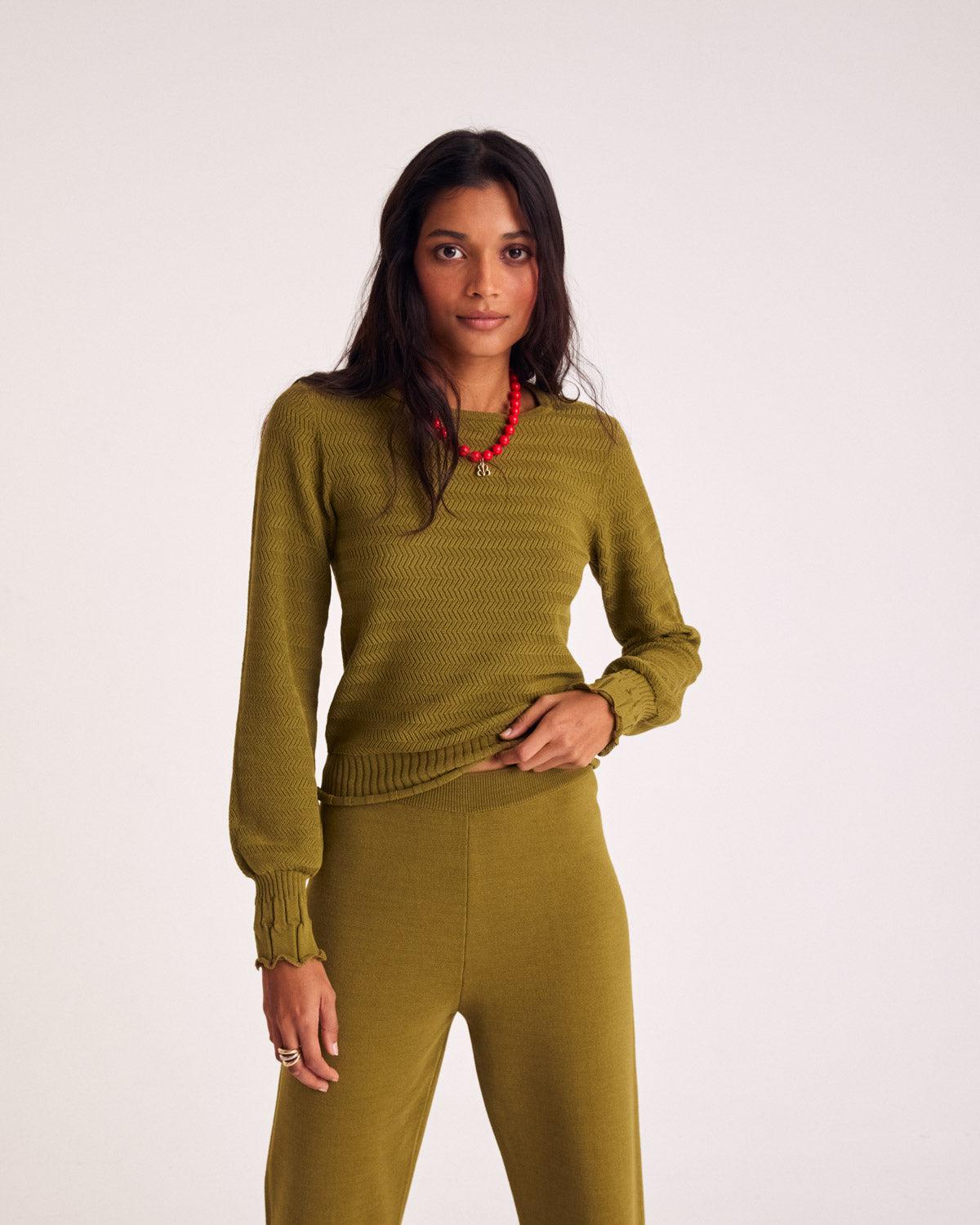 Tia green sweater by BALZAC PARIS