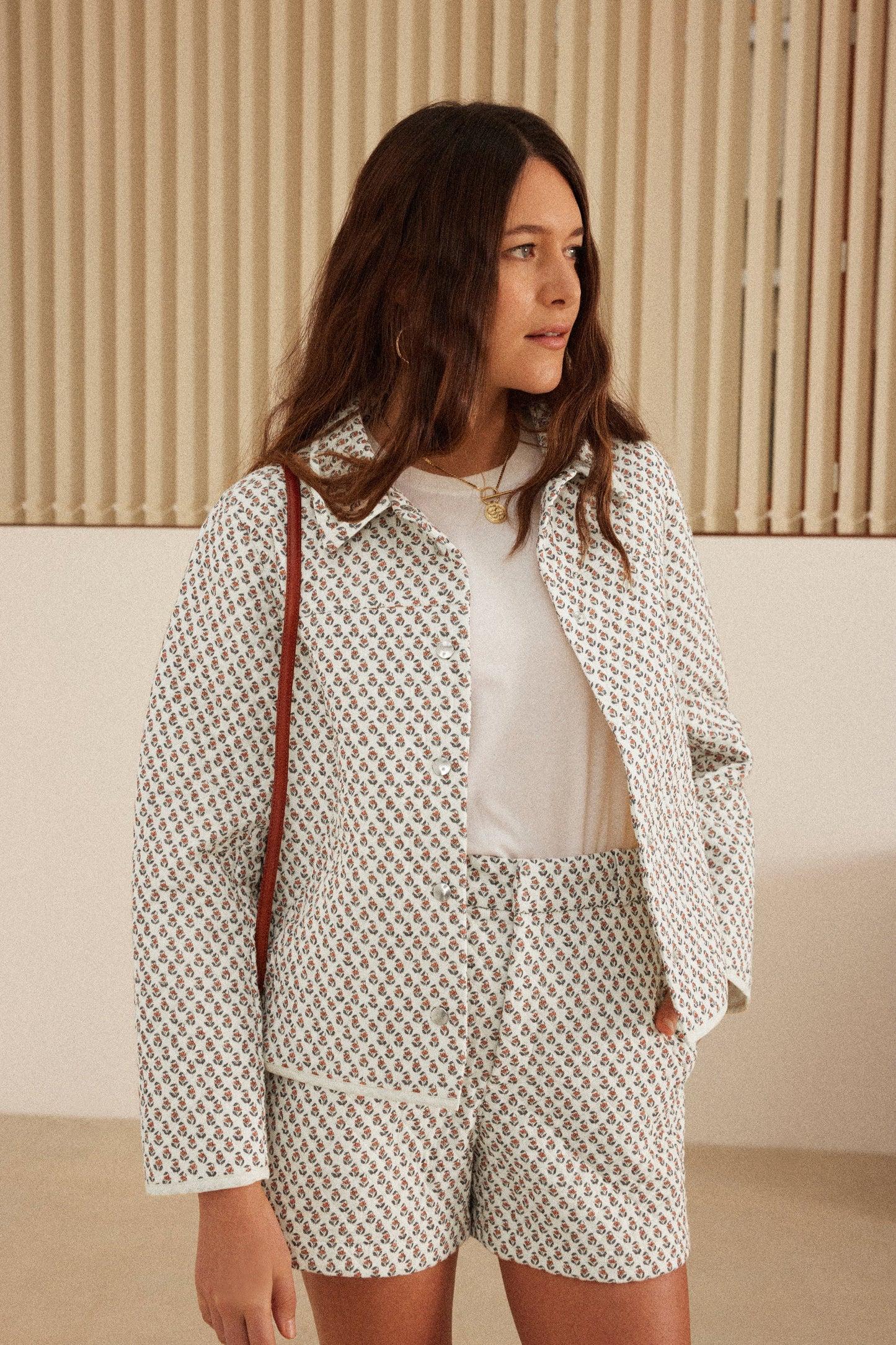 Tide jacket with Indian hibiscus print by BALZAC PARIS