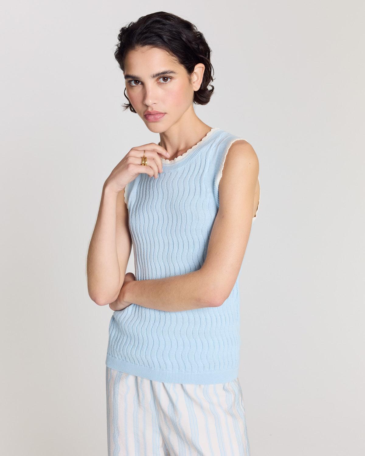 Top Kahny sky blue and white by BALZAC PARIS