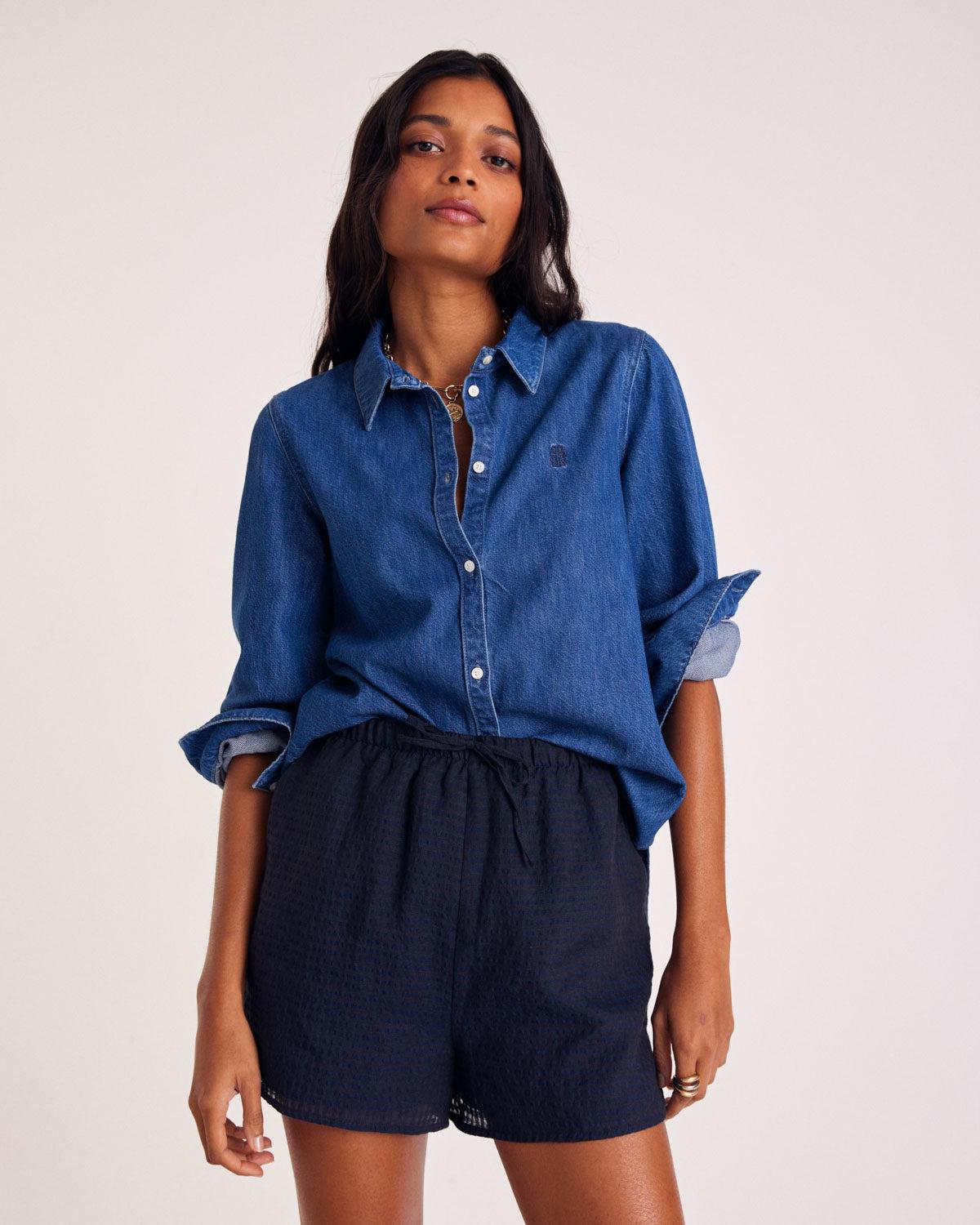 Ultramarine blue binderon shirt by BALZAC PARIS