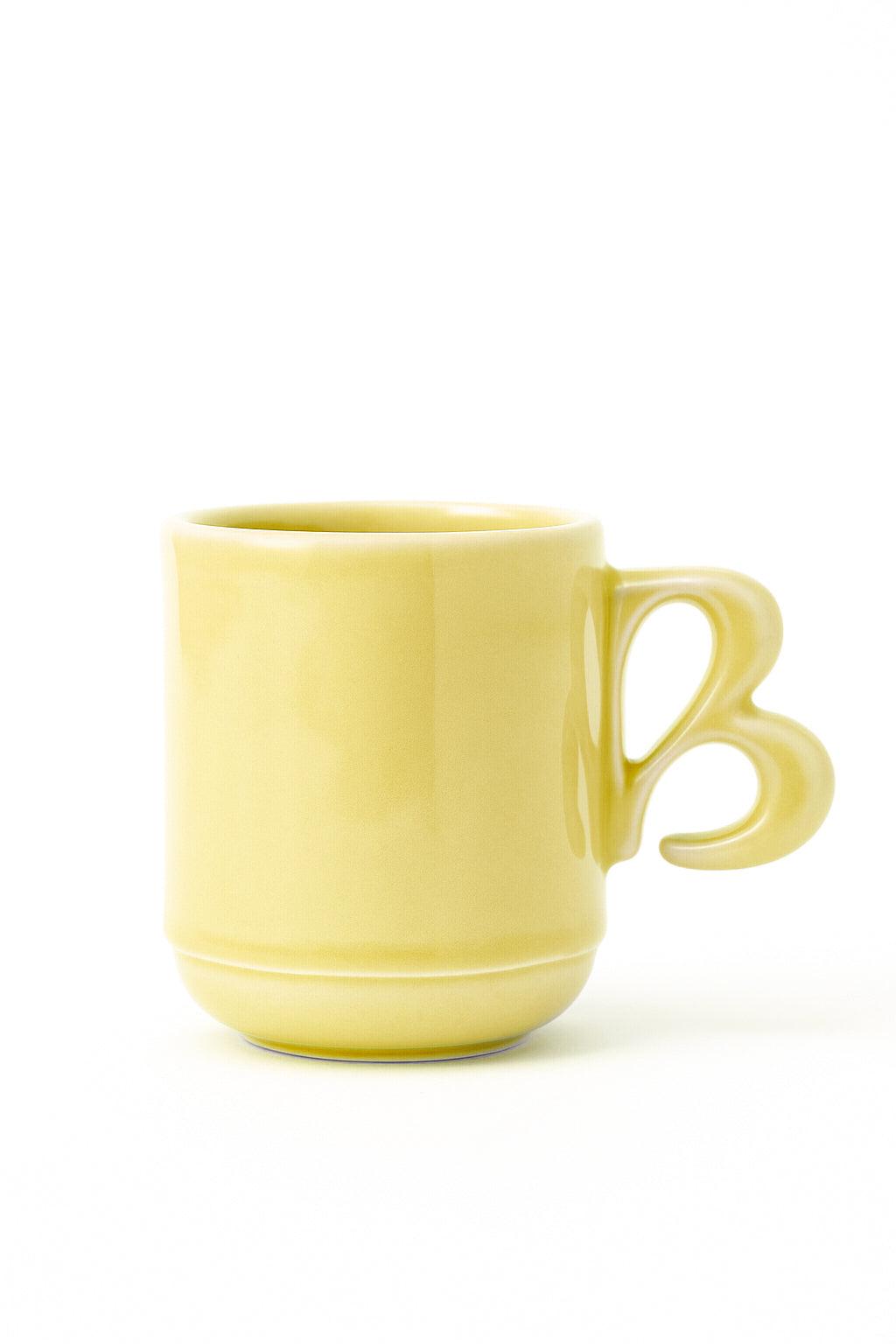 Yellow B-handle mug by BALZAC PARIS