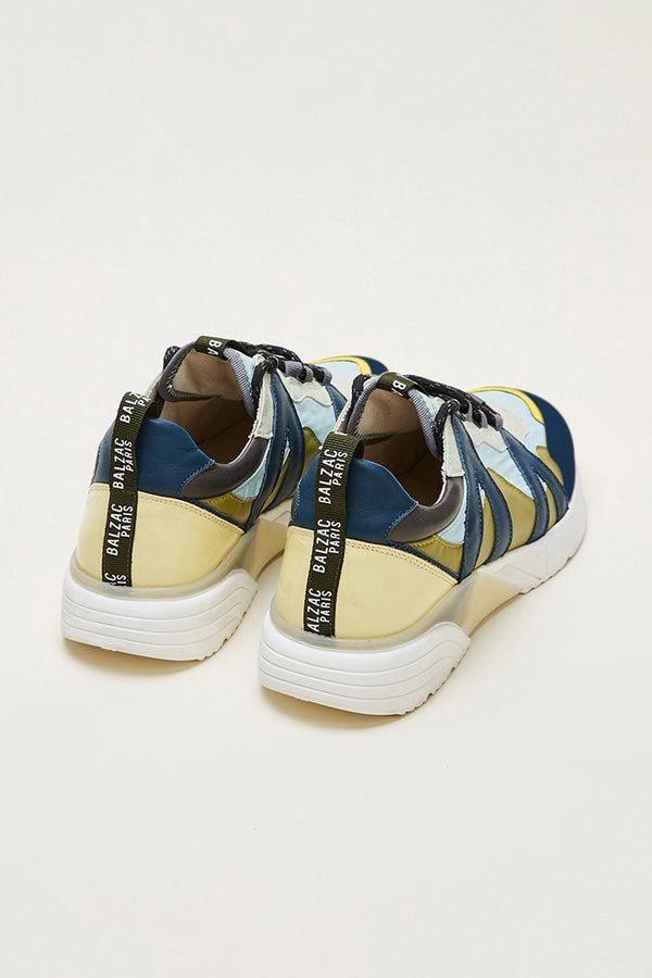 Yellow green and blue Astor sneakers by BALZAC PARIS