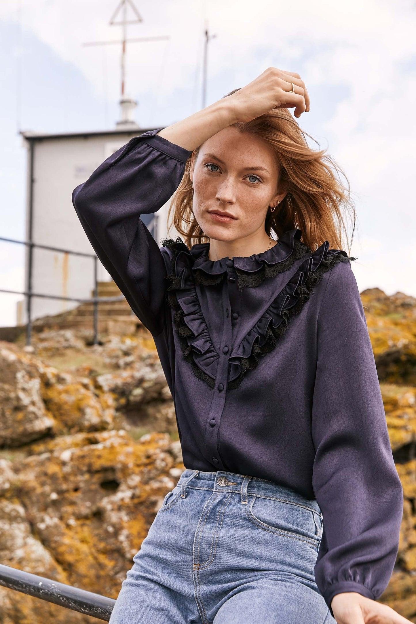 Zora navy shirt by BALZAC PARIS