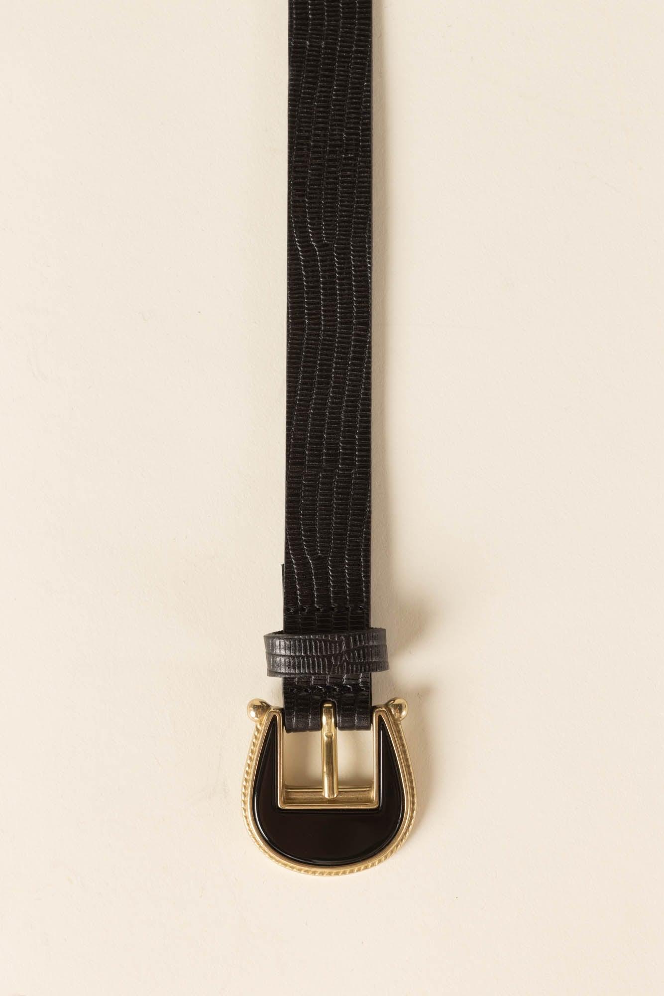 embossed black scandal belt by BALZAC PARIS
