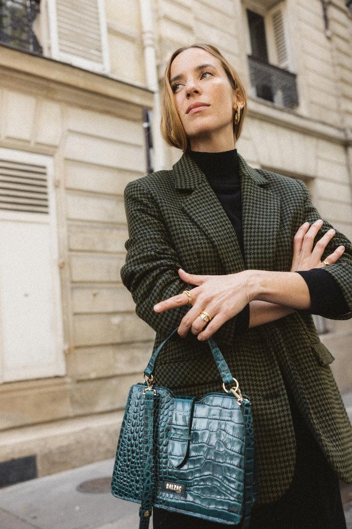 khaki houndstooth glow jacket by BALZAC PARIS