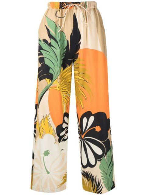 floral motif-print wide-leg trousers by BAMBAH