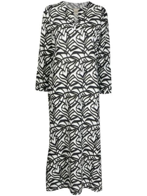 geometric-pattern print midi dress by BAMBAH