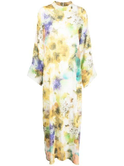 high-neck kaftan long dress by BAMBAH