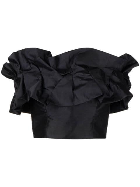 ruched off-shoulder top by BAMBAH