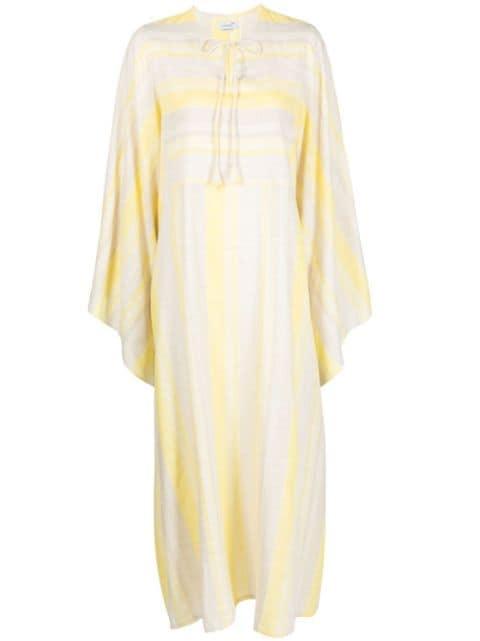 striped tie-fastening kaftan dress by BAMBAH