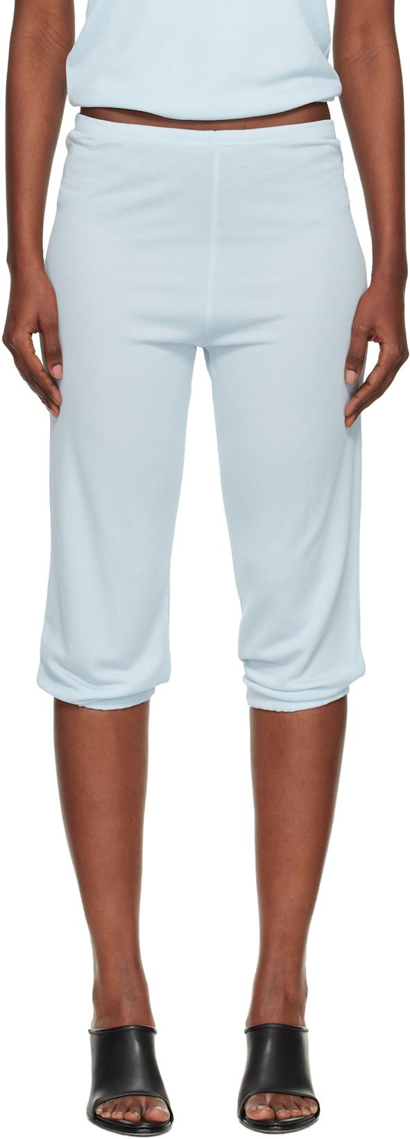 Blue Double Face Crêpe Jersey Dance Corsaire Lounge Pants by BAMBOU ROGER KWONG