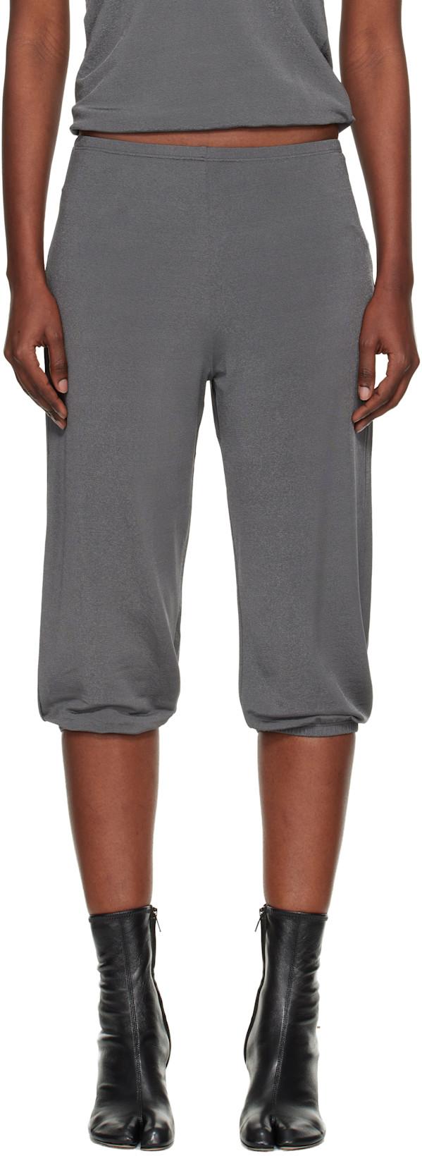 Gray Shiny Crêpe Jersey Dance Corsaire Lounge Pants by BAMBOU ROGER KWONG