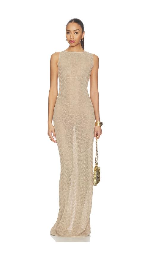 Bananhot Corin Maxi Dress in Metallic Gold by BANANHOT