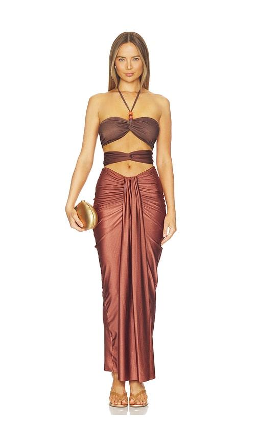 Baobab Dawn Maxi Dress in Metallic Copper by BAOBAB
