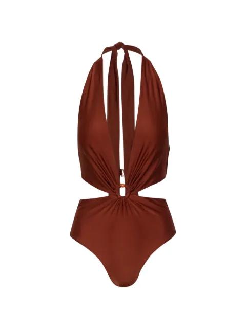 Selena V-neck ring-detail swimsuit by BAOBAB