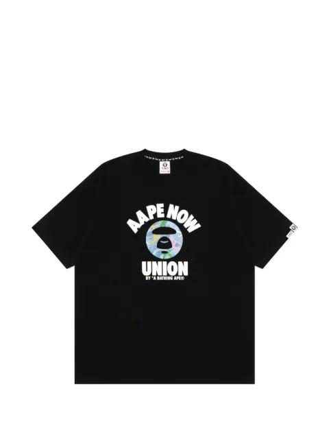 AAPENOW Moonface logo-print cotton T-shirt by BAPE
