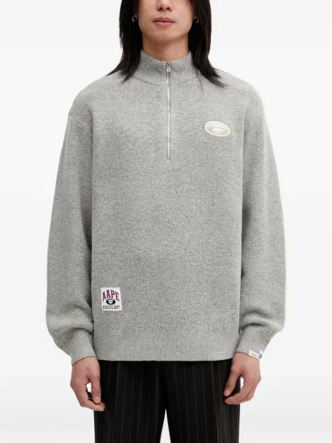 AAPEUNVS moonface half-zip knit sweater by BAPE