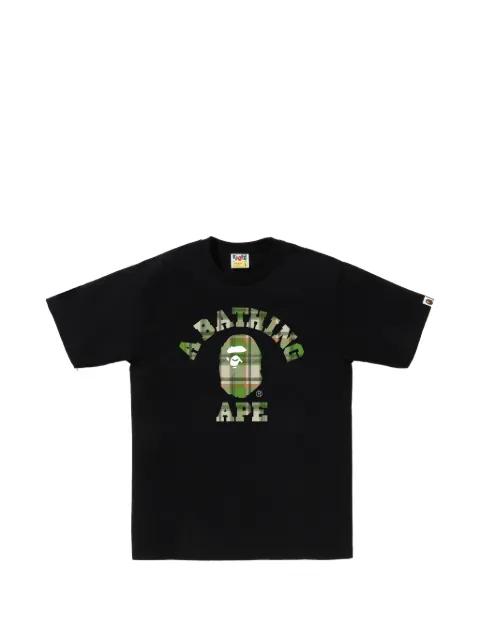 Ape Head check-print T-shirt by BAPE