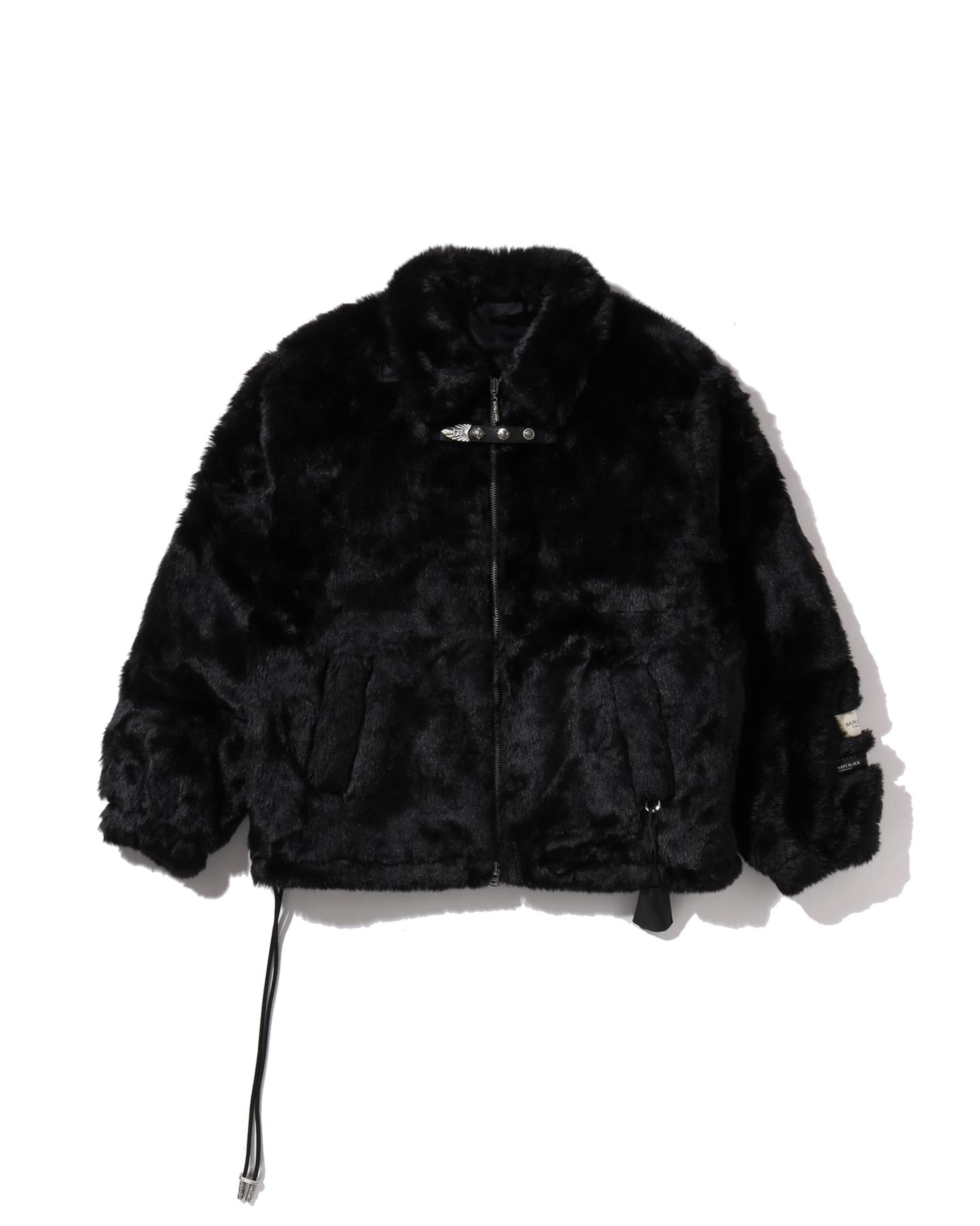 BAPE Black Faux Fur Coat by BAPE BLACK