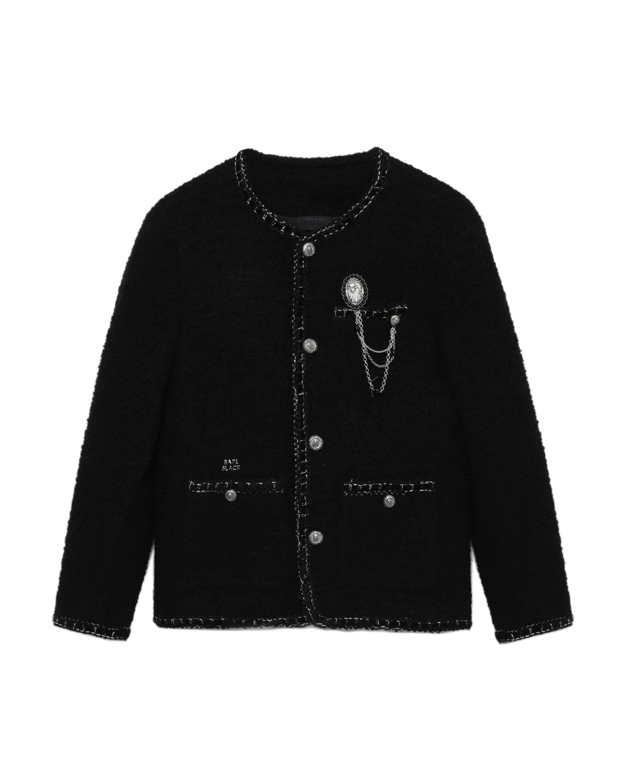 Collarless tweed jacket by BAPE BLACK