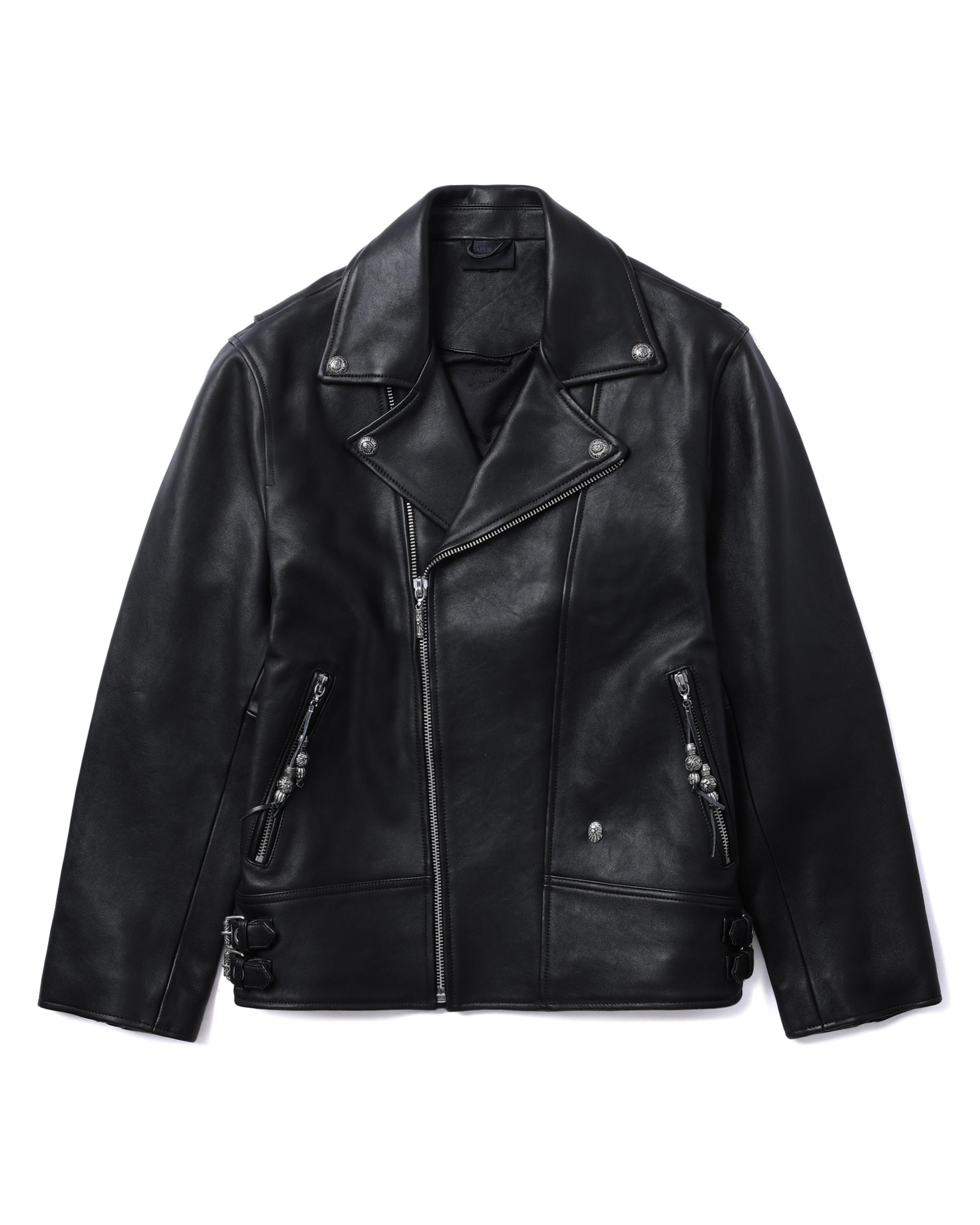 Leather biker jacket by BAPE BLACK