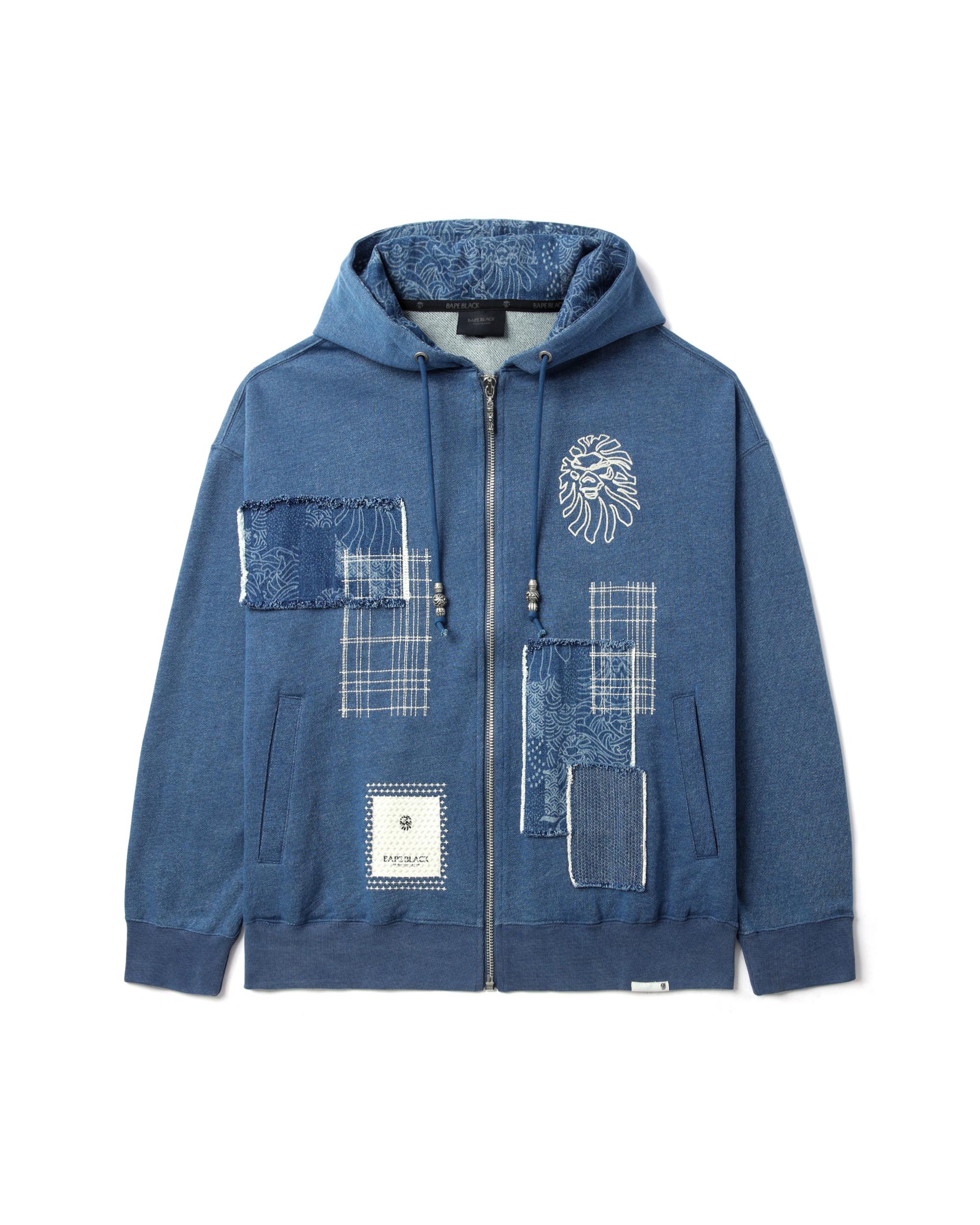 Patchwork indigo zip-up hoodie by BAPE BLACK