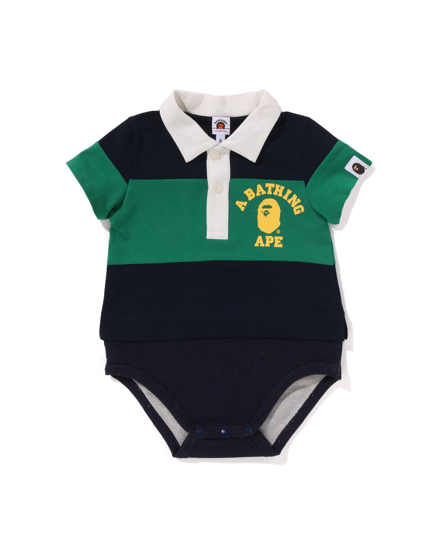 Babies Panel Stripe Polo Shirt Layered Bodysuit by BAPE