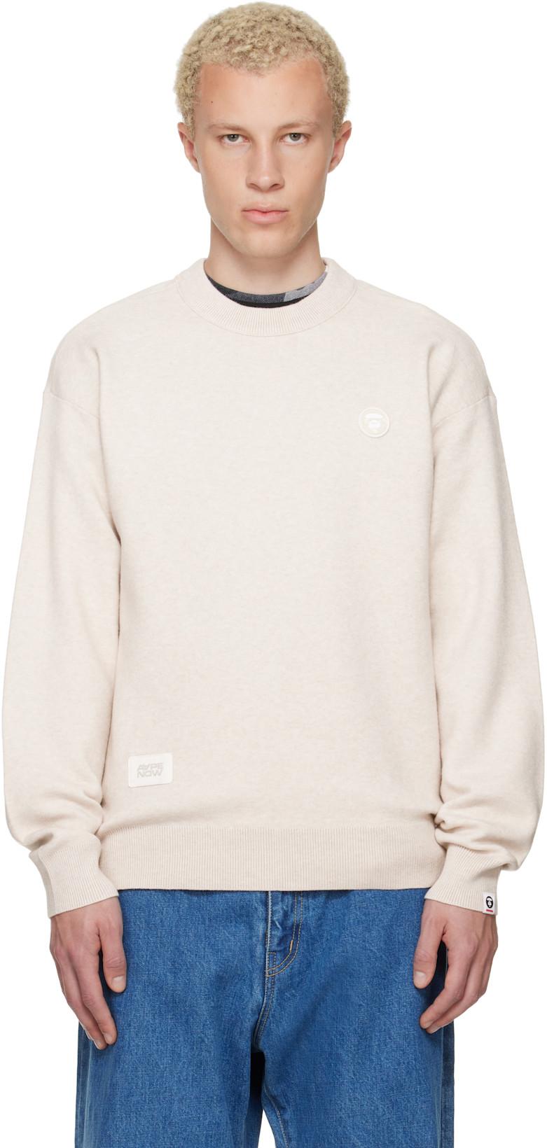Beige 'AAPENOW' Moonface Crew Neck Sweater by BAPE
