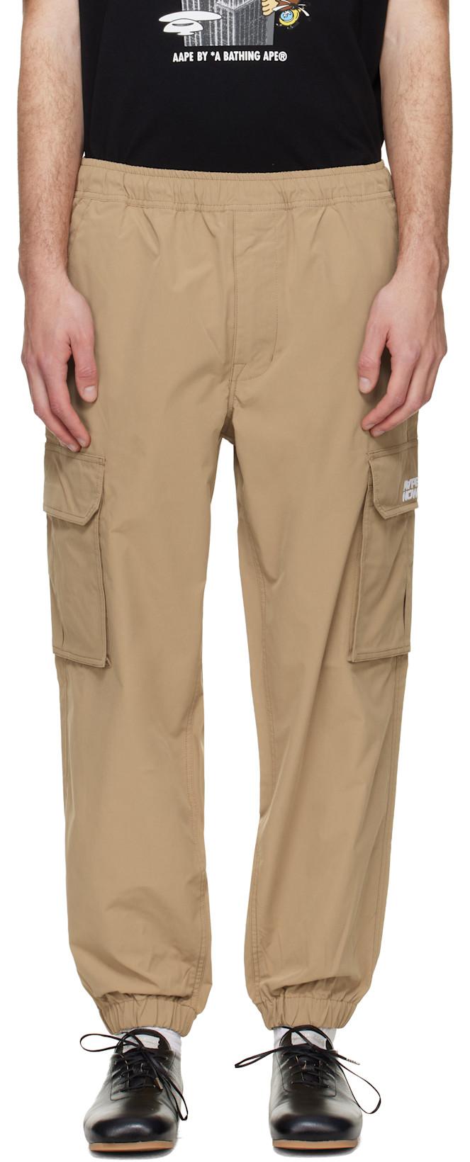 Beige 'AAPENOW' Moonface Logo Jogger Cargo Pants by BAPE