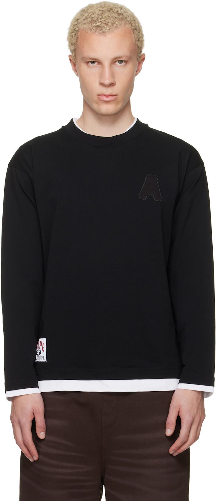 Black 'A' Long Sleeve T-shirt by BAPE