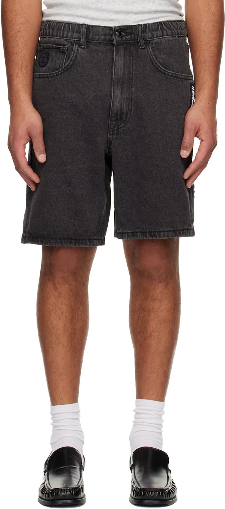 Black 'AAPENOW' Denim Shorts by BAPE