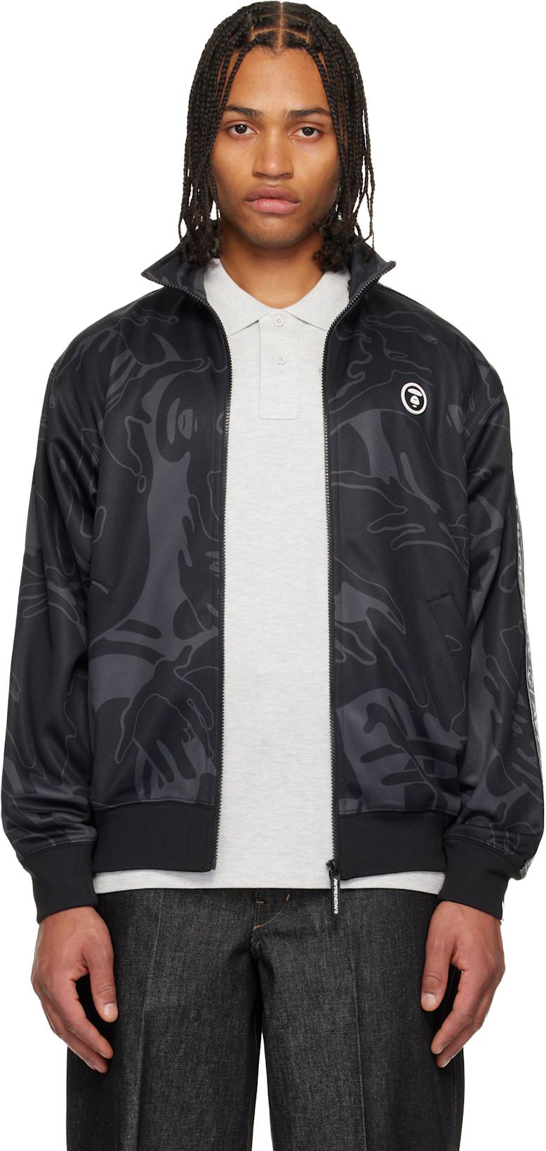 Black 'AAPENOW' Moonface Camo Zip-Up Track Jacket by BAPE