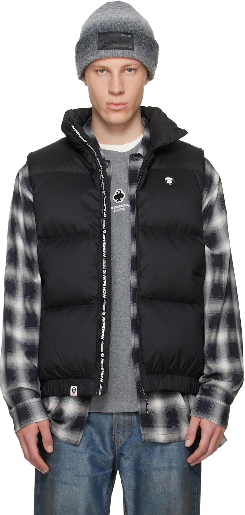 Black 'AAPENOW' Moonface Down Vest by BAPE