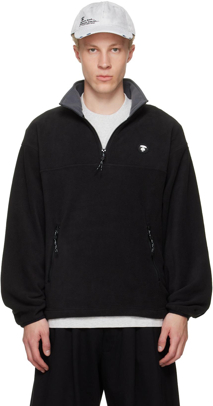 Black AAPENOW Moonface Half-Zip Sweater by BAPE