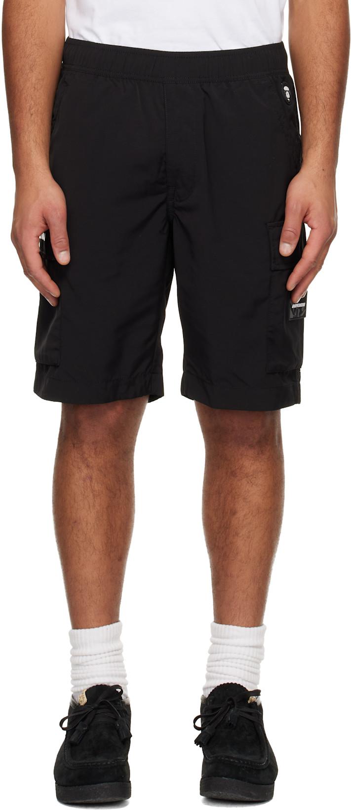 Black 'AAPENOW' Moonface Logo Cargo Shorts by BAPE