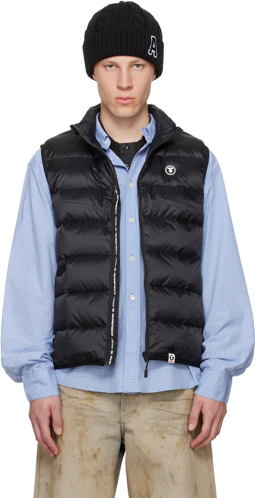 Black 'AAPENOW' Moonface Logo Puffer Down Vest by BAPE