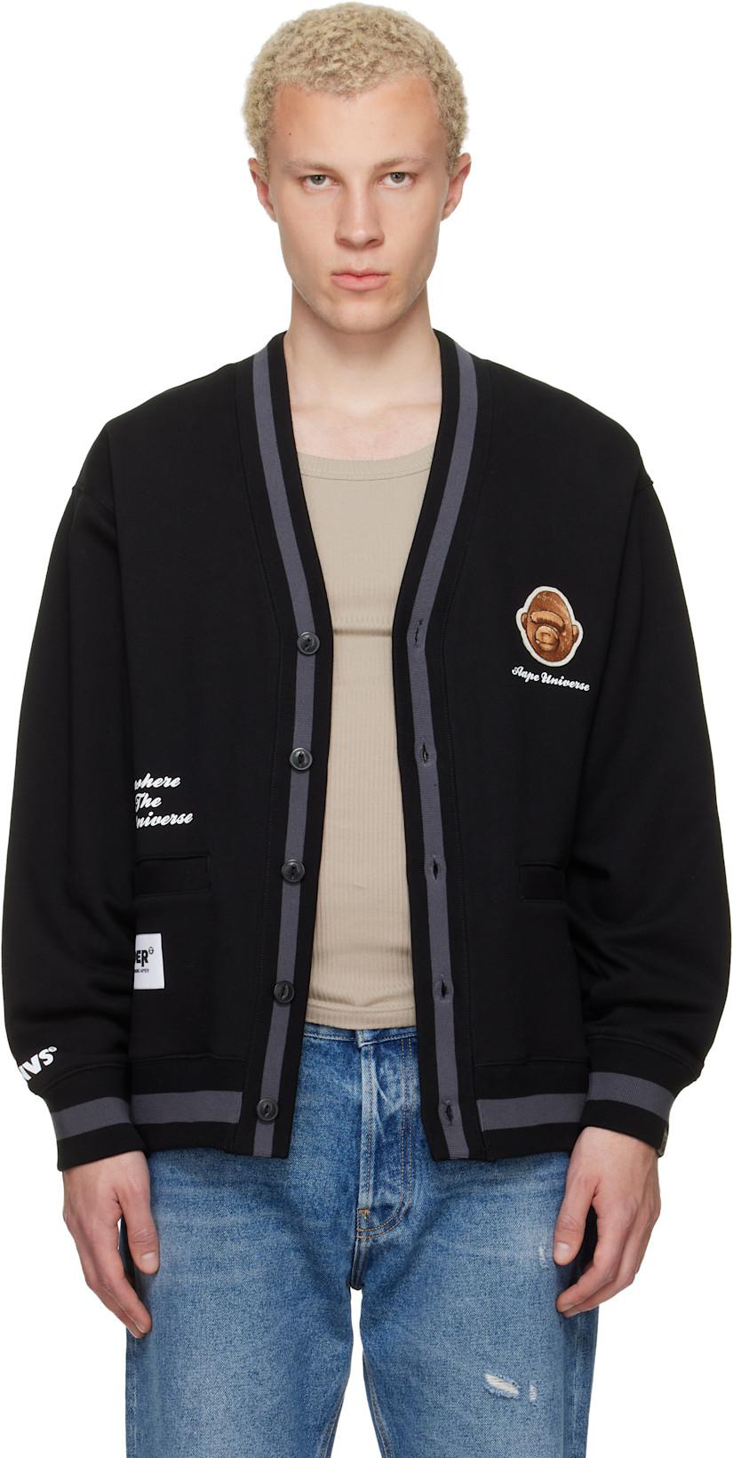 Black 'AAPER' Button Down Cardigan by BAPE