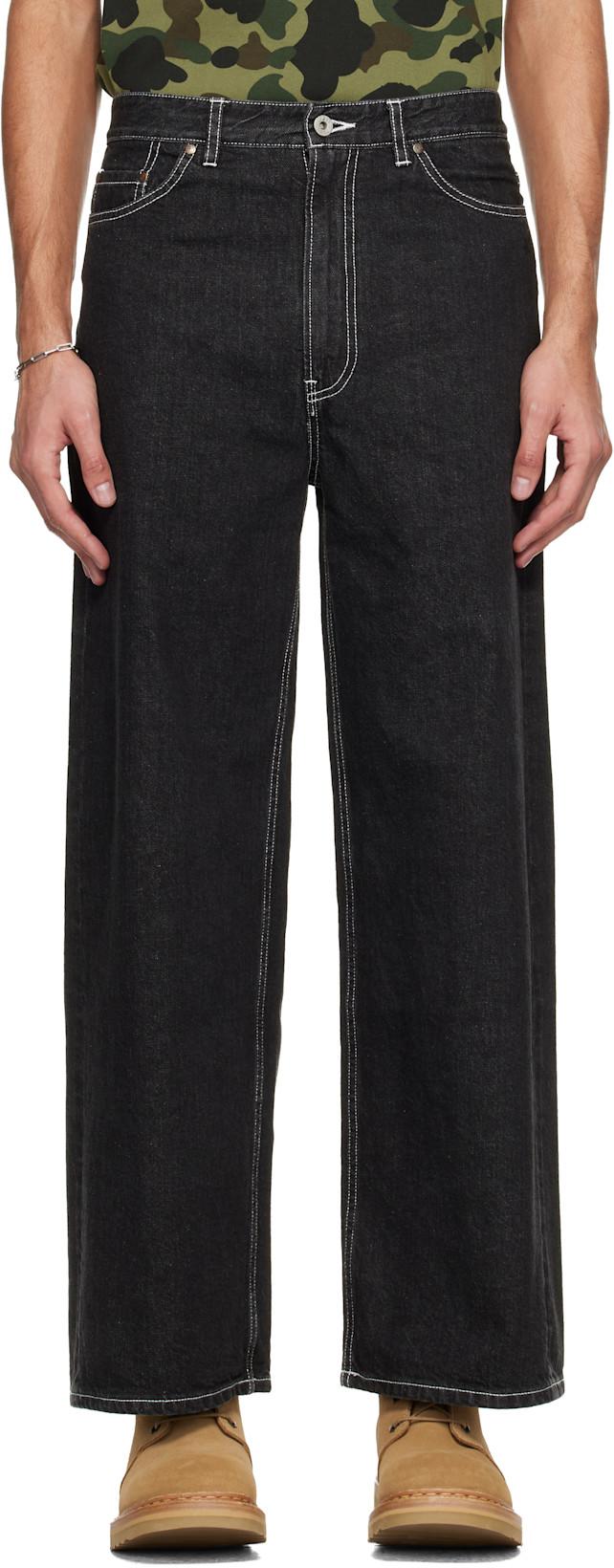 Black Champion Logo 12 oz Jeans by BAPE