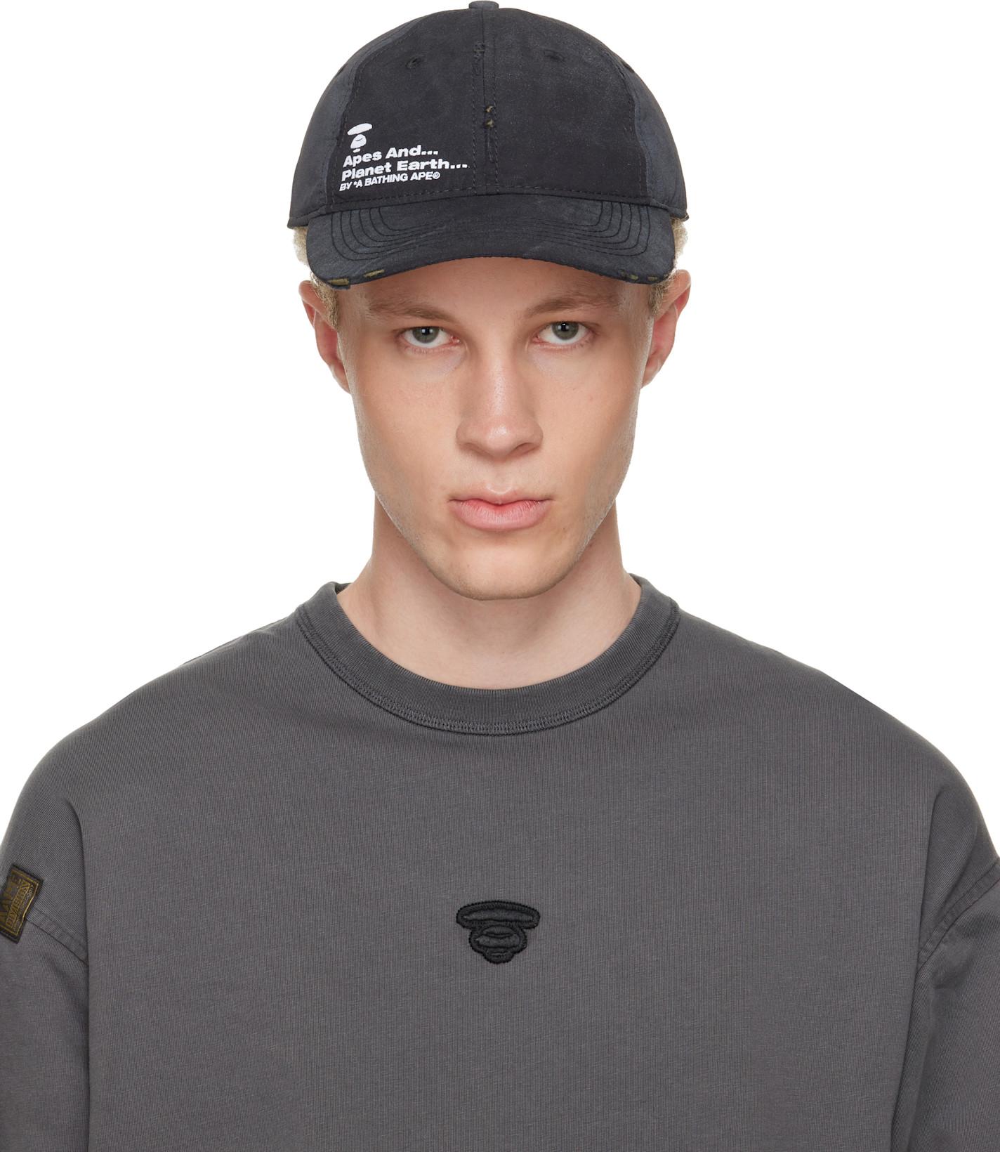 Black Distressed Logo Cap by BAPE