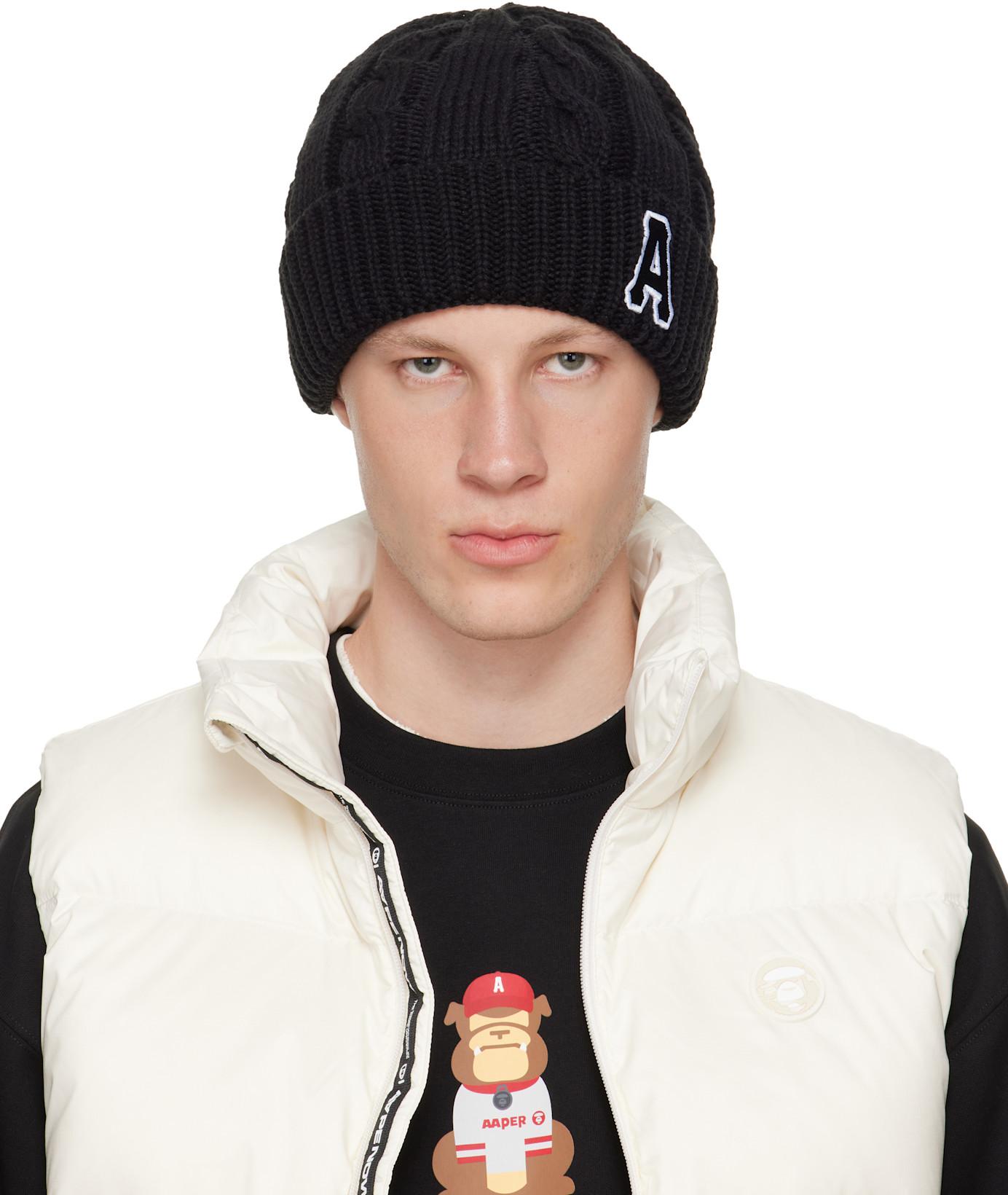 Black Logo Beanie by BAPE