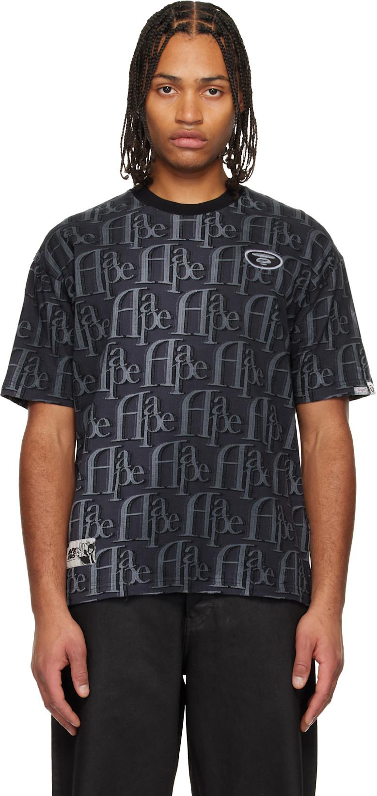 Black Moonface Logo Monogram T-shirt by BAPE