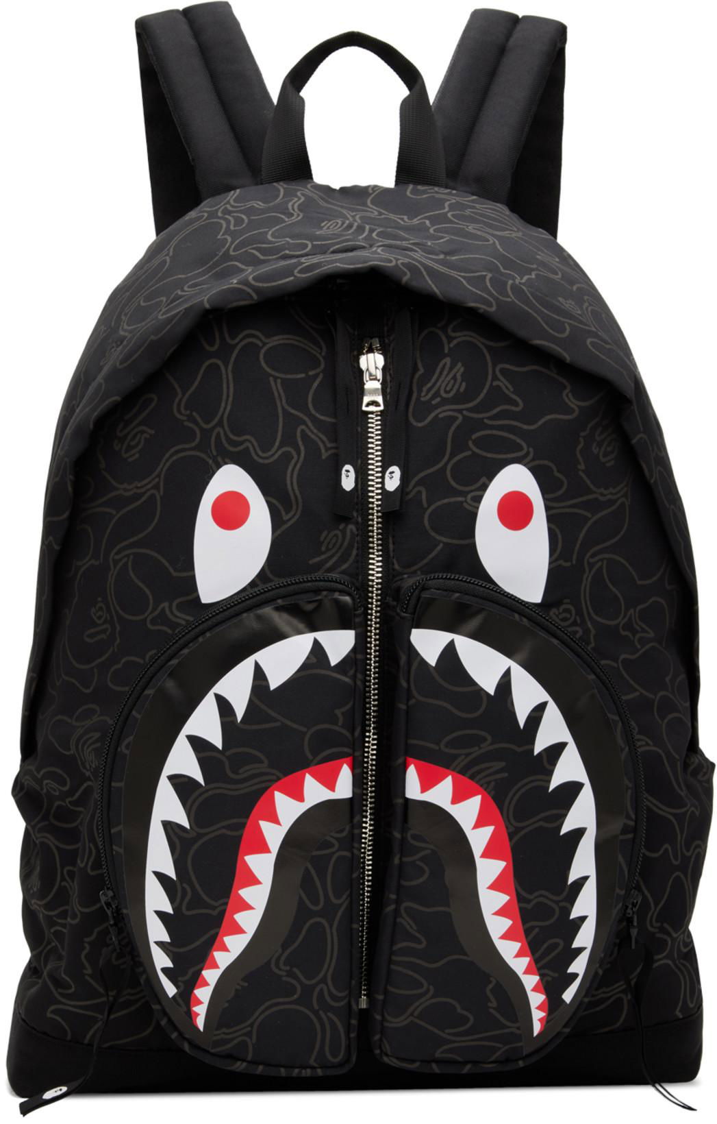 Black Neon Camo Shark Backpack by BAPE