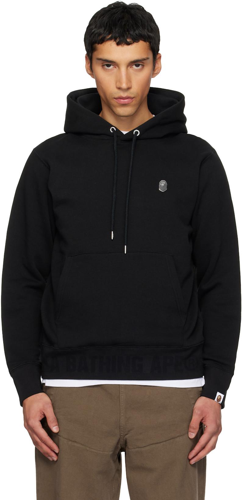 Black One Point Pullover Hoodie by BAPE