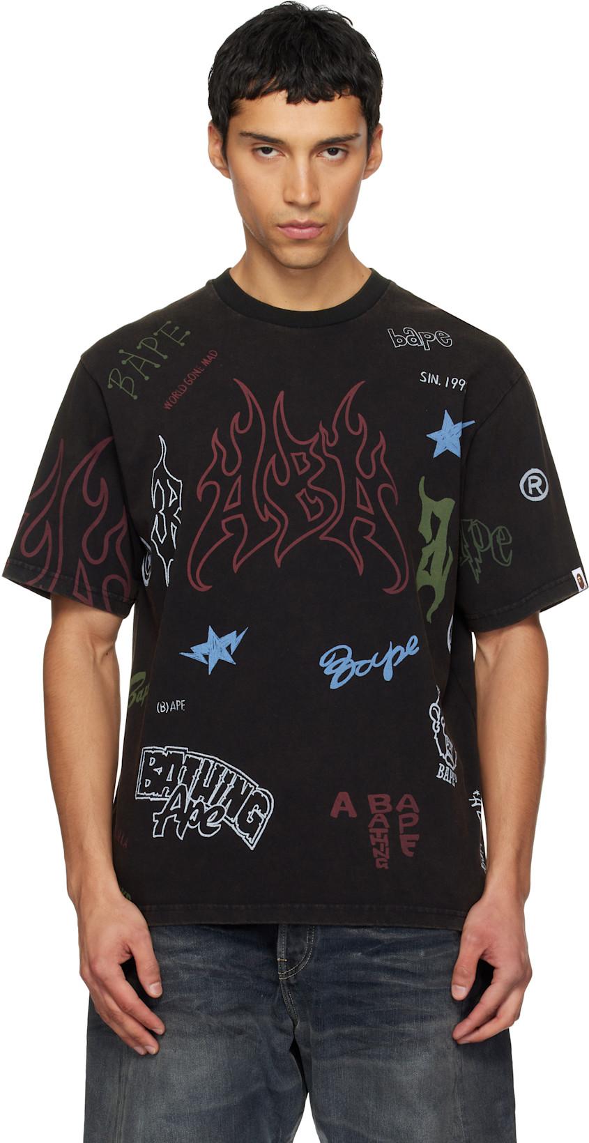 Black Overall Print Relaxed Fit T-shirt by BAPE