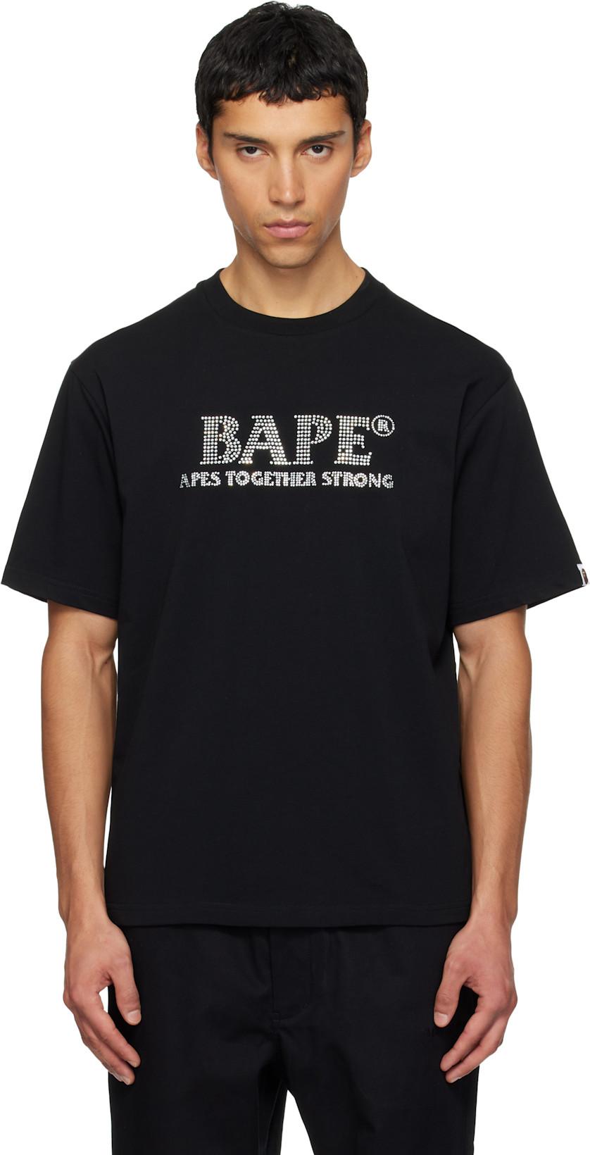 Black Rhinstone 'BAPE' Logo Relaxed Fit T-shirt by BAPE