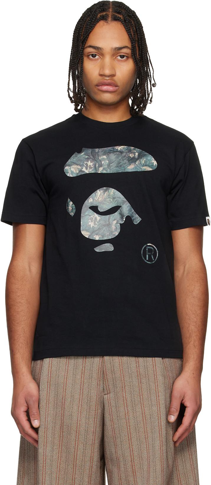 Black Tree Edge Camo Ape Face T-shirt by BAPE