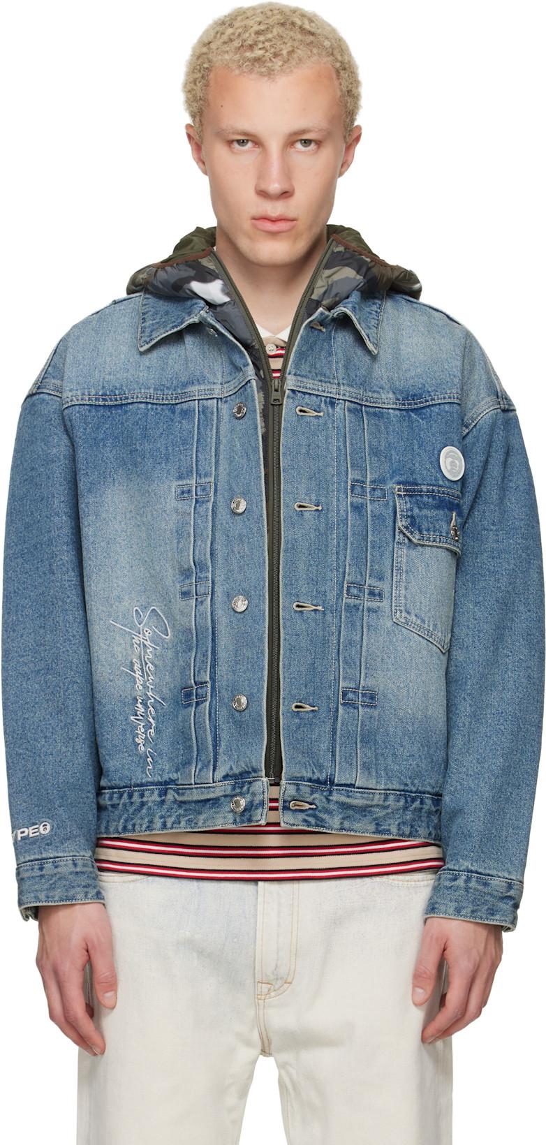 Blue 'AAPE' Main Denim Jacket by BAPE