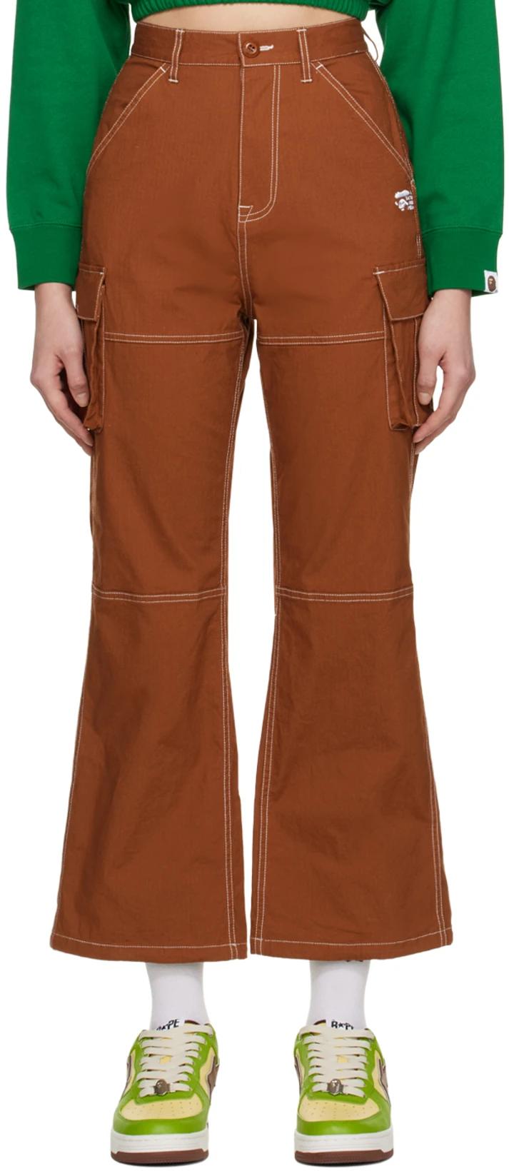Brown Color Stitching High Waist Cargo Pants by BAPE